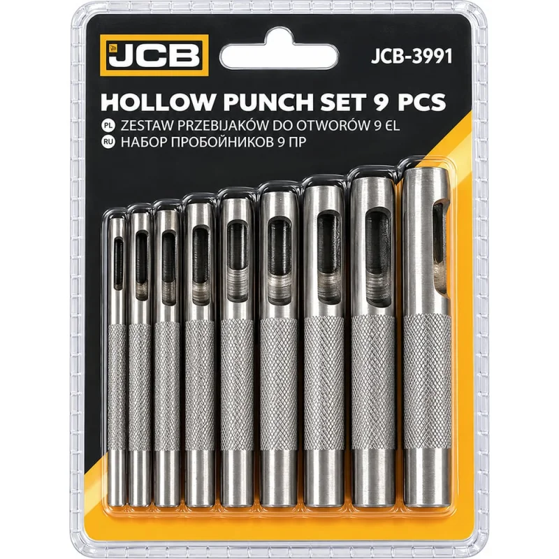 Набор пробойников JCB 9пр. (3, 4, 5, 6, 7, 8, 9, 10, 12мм) JCB-3991(68570)