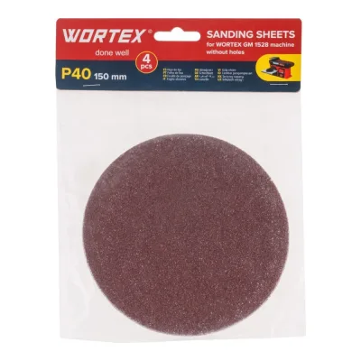 Шлифлист WORTEX 150мм P40 без отв. 4 шт для станка GM 1528 1325979 ЦЗ-0459148032