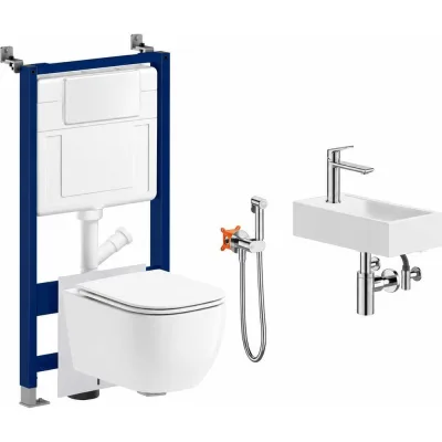 Набор инсталляция с унитазом Wellsee Pure BY 9 в 1 глянцевый бе 180201084