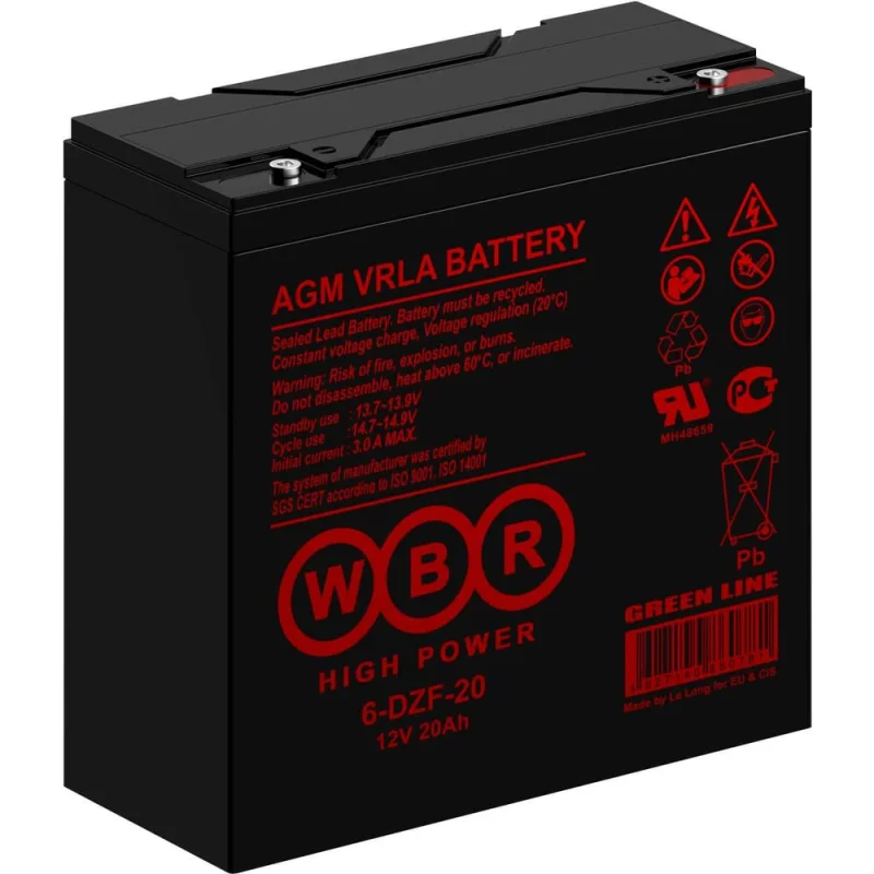 Аккумуляторная батарея WBR 6-DZF-20 6В 20 Ач УТ-00000354