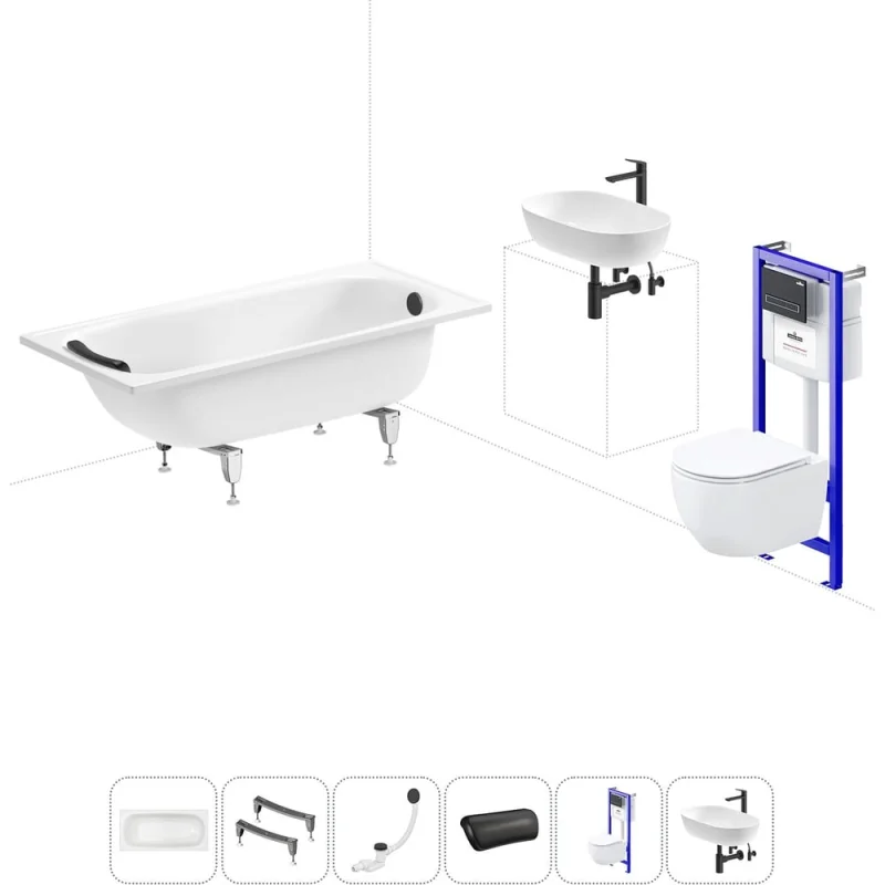 ΠΠΎΠΌΠΏΠ»Π΅ΠΊΡ 6 Π² 1 Sanitana BLB Europa 2,2 ΡΡΠ°Π»ΡΠ½Π°Ρ Π²Π°Π½Π½Π° 150x70 Ρ ΠΈΠ½ΡΡΠ°Π»Π»ΡΡΠΈΠ΅ΠΉ, ΠΏΠΎΠ΄Π²Π΅ΡΠ½ΡΠΌ ΡΠ½ΠΈΡΠ°Π·ΠΎΠΌ 20220795R