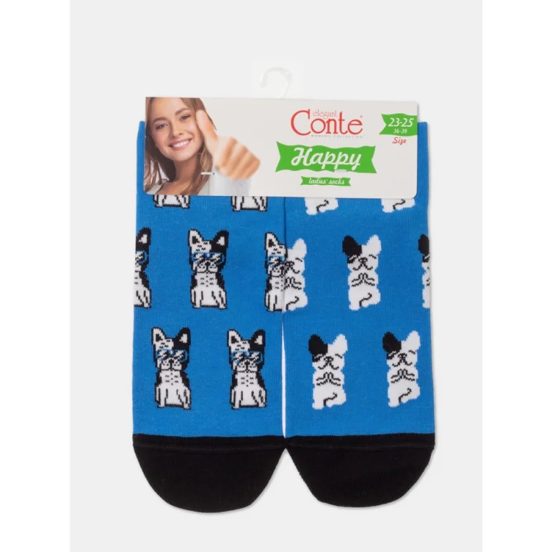 Женские хлопковые носки Conte elegan t happy 18с-227сп, р.23-25, 389 синий 1001320870030026389