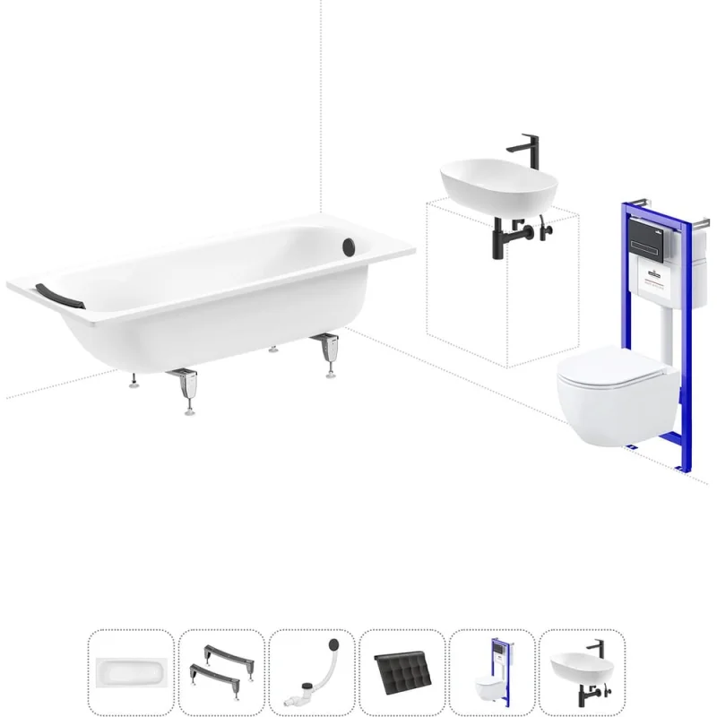 ΠΠΎΠΌΠΏΠ»Π΅ΠΊΡ 6 Π² 1 Sanitana BLB Universal 3,5 ΡΡΠ°Π»ΡΠ½Π°Ρ Π²Π°Π½Π½Π° 170x75 Ρ ΠΈΠ½ΡΡΠ°Π»Π»ΡΡΠΈΠ΅ΠΉ, ΠΏΠΎΠ΄Π²Π΅ΡΠ½ΡΠΌ ΡΠ½ΠΈΡΠ°Π·ΠΎΠΌ 20220851R