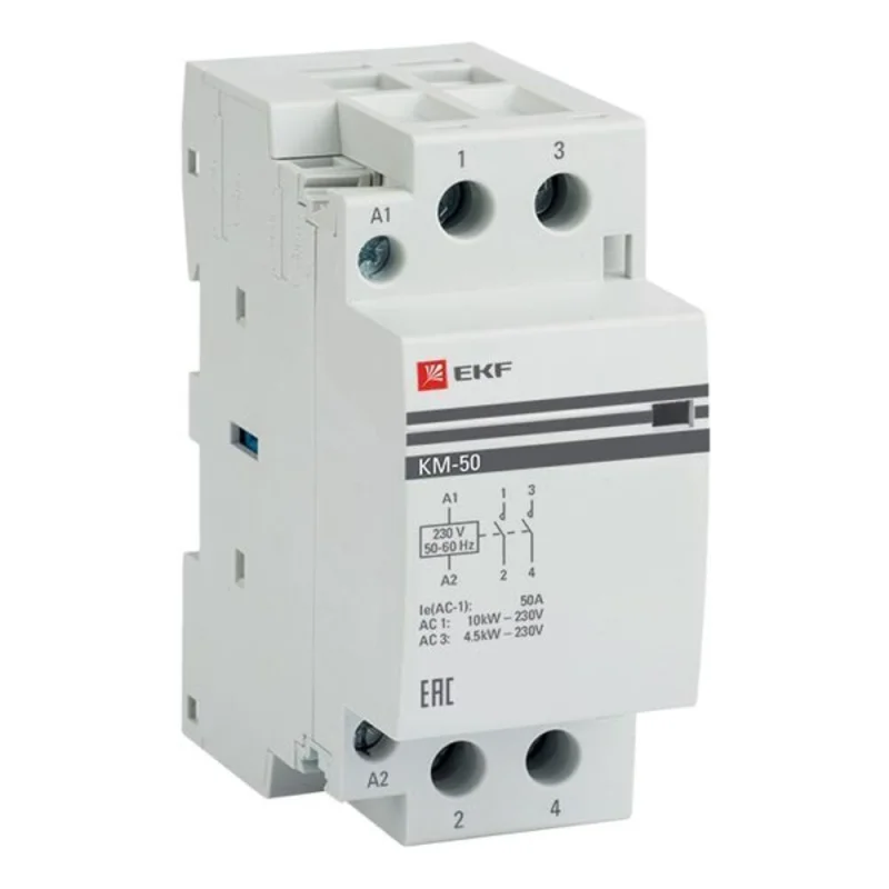 Контактор модульный EKF PROxima КМ 220 В 50 А тип AC 2НО (km-2-50-20)
