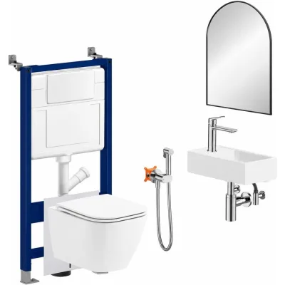 Набор инсталляция с унитазом Wellsee Pure BY 9 в 1 глянцевый бе 180201191