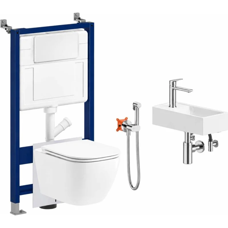 Набор 9 в 1 Croquis инсталляция с унитазом в цвете глянцевый белый Wellsee сос 181101090