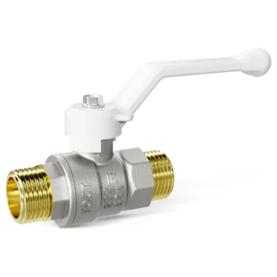 Кран шаровой латунный LD PRIDE 47.25.Н-Н.Р Ду 25 Ру 40 рычаг (white) с биркой LD 47.315.25 W
