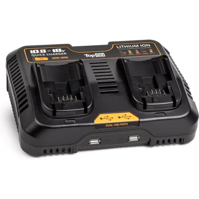 Зарядное устройство для аккумуляторов Dewalt XR DCB132 10.8V-18V, дополнительно 2xUSB TopOn TOP-DCB132