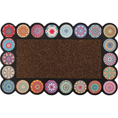 Коврик придверный Attribute MOSAIC RONDO коричневый, 76x45 см AMM575