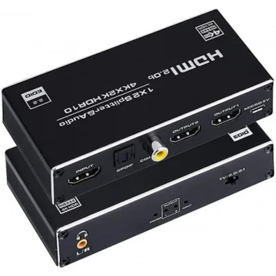 HDMI сплиттер KS-is на 2 порта активный с аудио экстратором KS-745A
