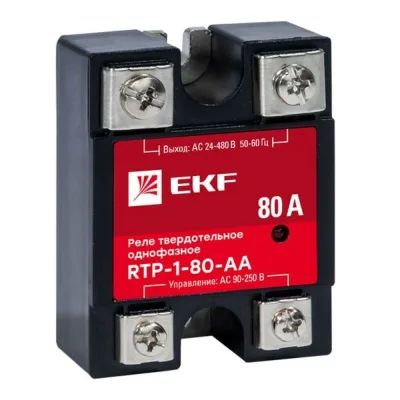 Реле твердотельное EKF PROxima RTP однофазное 480 В 80 А тип AC (rtp-1-80-aa)