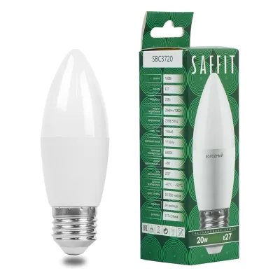 Лампа светодиодная SAFFIT SBC3720 Свеча E27 20W 230V 6400K, 55271