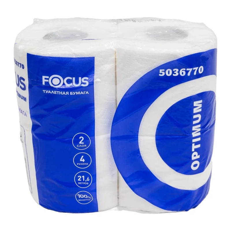 Туалетная бумага FOCUS OPTIMUM 2-слоя, 4 рулона в упаковке, белая H-5036770