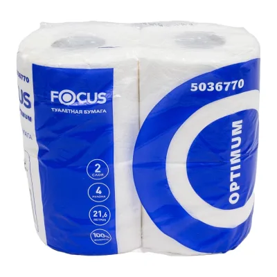 Туалетная бумага FOCUS OPTIMUM 2-слоя, 4 рулона в упаковке, белая H-5036770