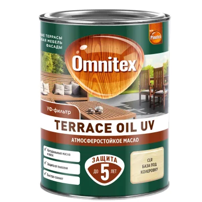 Масло Pinotex/Omnitex Terrace Oil UV для террас бесцветное 0,9 л