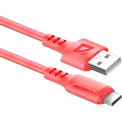 USB-кабель DEFENDER F207 TypeC, red, 1м,2.4А, силикон, пакет 87106RED