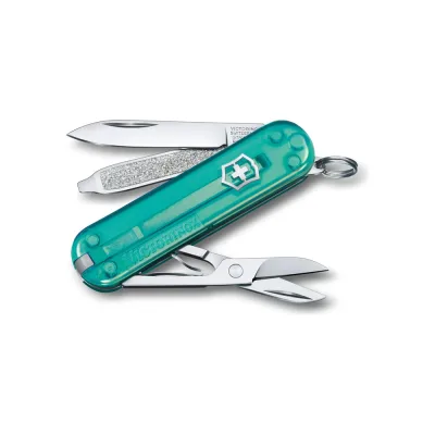Нож-брелок Victorinox Classic SD Colors Tropical Surf 58 мм, 7 функций, полупрозрачный 0.6223.T24G
