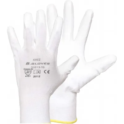 Перчатки полиэстеровые S. GLOVES KREZ с полиуретановым покрытием, размер 7, 12 пар 31613X-12-07