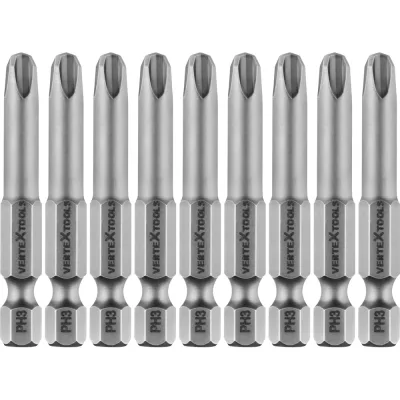 Набор бит PH3х50 10 шт. Vertextools БТ-PH3-50