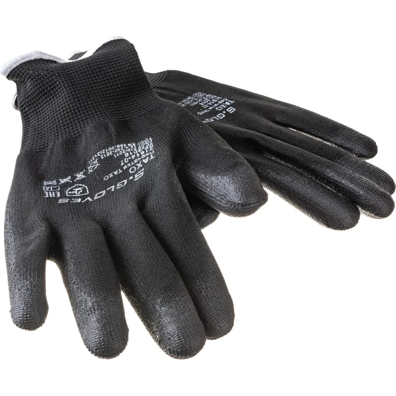 Перчатки полиэстеровые S. GLOVES TAXO с полиуретановым покрытием, размер 7, 12 пар 31614X-12-07