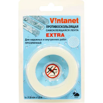 Противоскользящая лента VINTANET прозрачная Extra, 20 мм х 1,5 м 663LCR-1/5