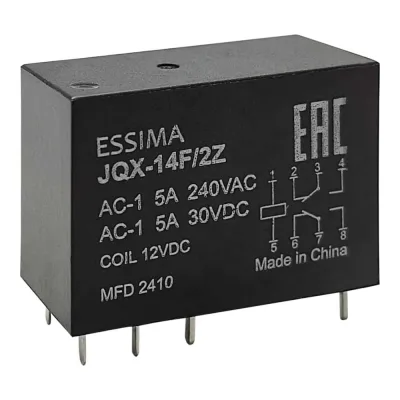 Реле с двумя перекидными контактами KRAFTAIR JQX-14F/2Z 12VDC