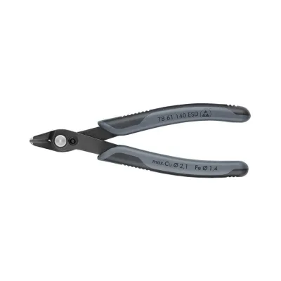 Бокорезы прецизионные Knipex Electronic Super Knips XL ESD, для кабельных стяжек, чернёные, 140 мм, 2-комп антистатические ручки KN-7861140ESD