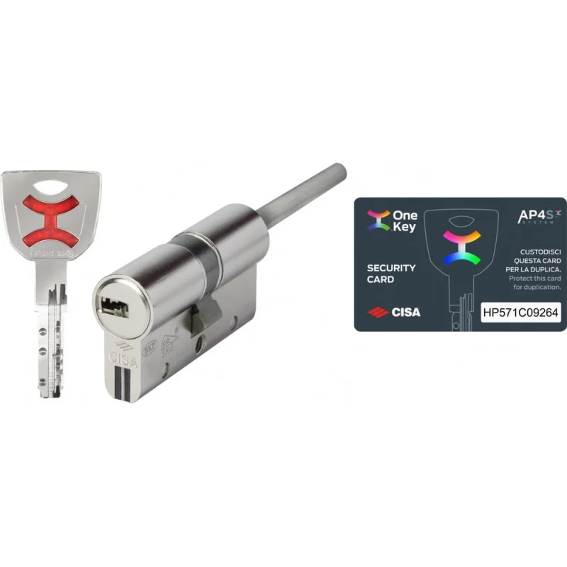 Цилиндр CISA AP4S 65 мм, 35x30, ключ-шток, никель, 5 ключей 1.0P3S7.81.0.12.00.C5