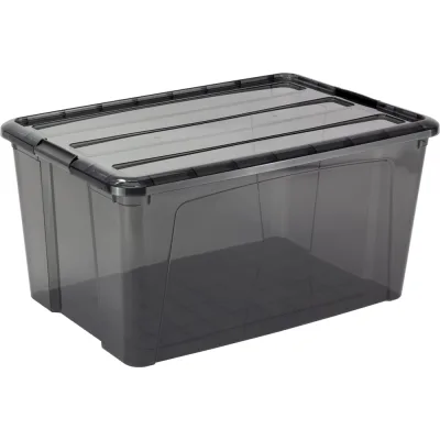 Ящик для хранения с замками IDEA КИП 45 л, черный прозрачный М 2339
