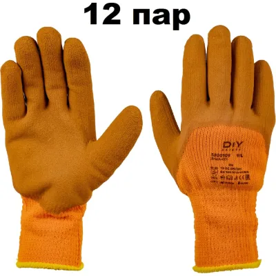 Утепленные акриловые перчатки Jeta Safety с латексным покрытием, р.10/XL, 12 пар, Зима-001-pack-XL