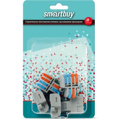 Строительно-монтажная проходная клемма Smartbuy с рычажками, 2-4 полюсов, 5 шт. SBE-cwcc-2-4-rp