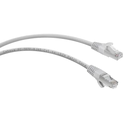 Экранированный патч-корд Cabeus S/FTP, категория 6а (10G), 2xRJ45/8p8c, серый, LSZH, 0.5м PC-SSTP-RJ45-Cat.6a-0.5m-LSZH