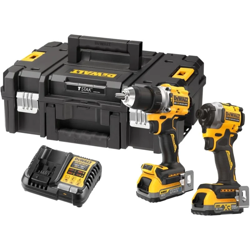 Аккумуляторный набор Dewalt DCK2050EST: дрель-шуруповерт DCD805 + шуруповерт DCF850, с 2 АКБ 1.7 и 3.5 Ач и ЗУ, в кейсе TSTAK DCK2050EST-QW
