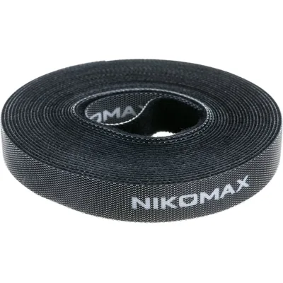 Стяжка-липучка NIKOMAX нарезаемая, в рулоне 5 м, ширина 15 мм, черная NMC-CTV05M-15-RL-BK
