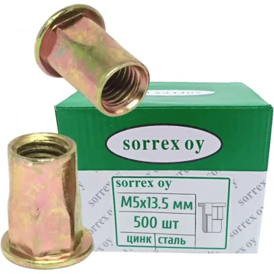 Гайка заклепка SORREX М5x13,5 полушестигранная широкий фланец 500 штук PQL M5-NEP 500