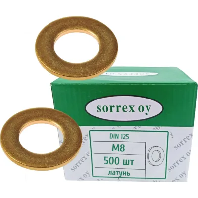 Шайба для болта SORREX М8 DIN 125, латунная, 500 шт. 0125,-6-08 500