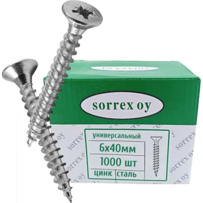 Саморез универсальный SORREX 6x40 по дереву с потайной головкой (1000 штук) SU-1C-06-040 1000