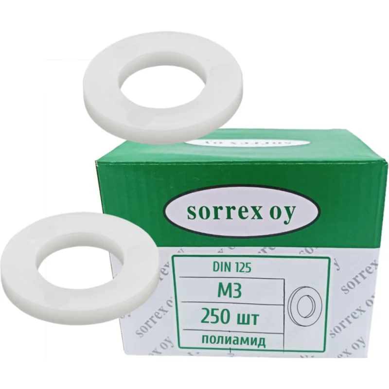 Шайба для болта SORREX М3 DIN 125, пластиковая (полиамид), 250 шт. 0125,-9-03 250