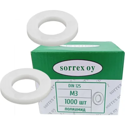 Шайба для болта SORREX М3 DIN 125, пластиковая (полиамид), 1000 шт. 0125,-9-03 1000