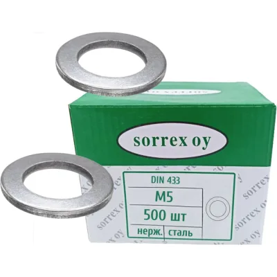 Шайба SORREX М5 плоская узкая DIN433 нержавейка А2 500 штук 0433-2-05 500