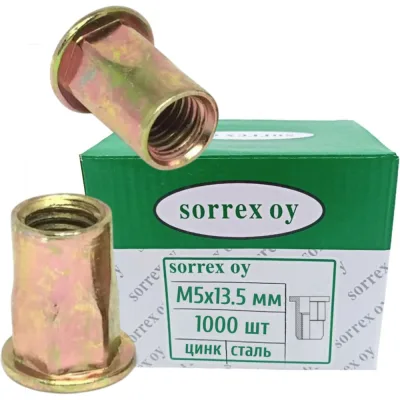 Гайка заклепка SORREX М5x13,5 полушестигранная широкий фланец 1000 штук PQL M5-NEP 1000