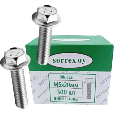 Болт с фланцем SORREX М5x20 шестигранный DIN 6921 оцинкованный 500 штук 88913-TENS-108-5-20 500