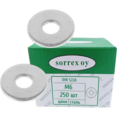 Шайба SORREX подгоночная М6 DIN 522A кузовная 30x6,4x1,5мм увеличенная усиленная стальная 250 штук 4118 30 064 150 250