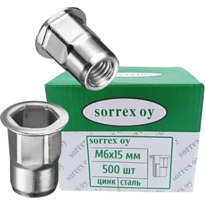 Гайка заклепка SORREX М6x15 шестигранная широкий фланец 500 штук PQL-W M6-NEP 500