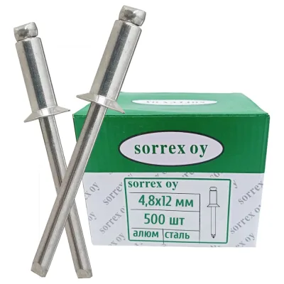 Вытяжная заклепка SORREX потайная, 4,8x12, алюминий/сталь, 500 шт. 2ASK 48120 500