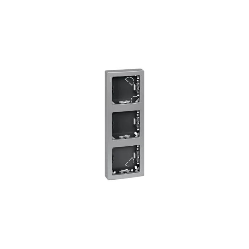Вертикальная рамка Simon S73 Loft, 3 поста, 75х217мм, алюминий 73631-63