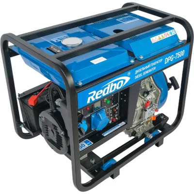 Генератор дизельный Redbo DPG-7500 (532см3, 7.0 кВт./7.5 кВт,ручной/электро стартер, дисплей) 21503