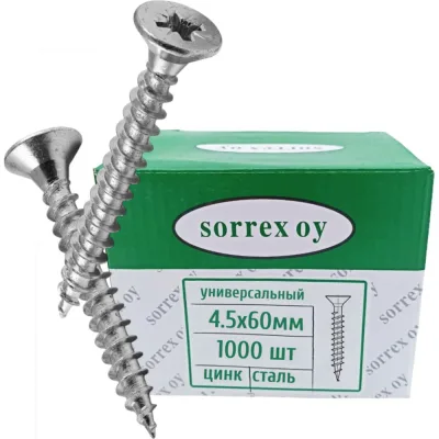 Саморез универсальный SORREX 4,5x60 по дереву с потайной головкой (1000 штук) SU-1C-045-060 1000