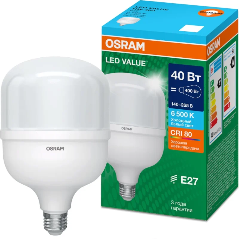Лампа высокомощная светодиодная Osram LED HW T, 4600лм, 40Вт (замена 400Вт), 6500К, Е27 4099854121371