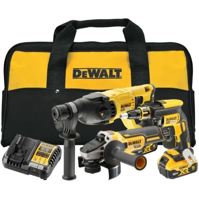 Аккумуляторный набор Dewalt 18 В: шуруповерт DCF620 + УШМ DCG405 + перфоратор DCH133, с 2 АКБ 5 Ач и ЗУ, в сумке -QW DCK304P2